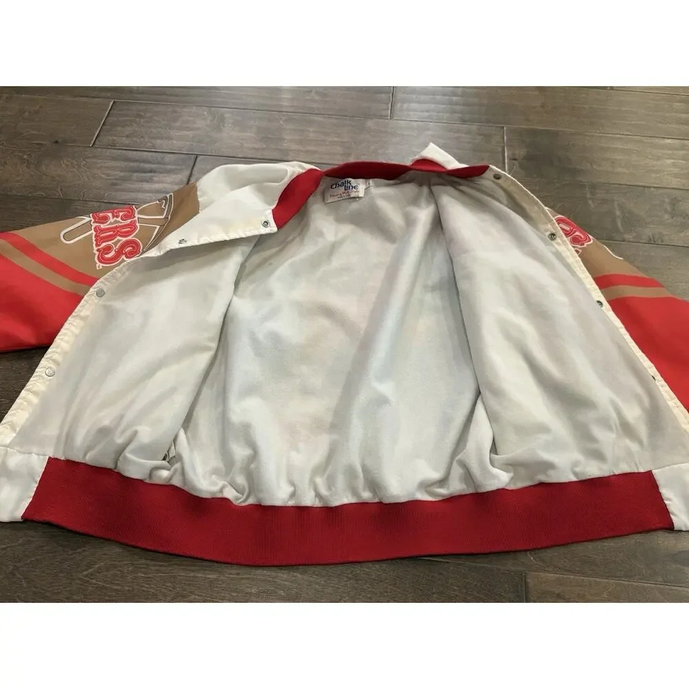 Vtg 80s Chalkline San Francisco 49ers Snap On Fanimation Football Jacket L LARGE